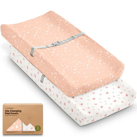 KeaBabies Isla Changing Pad Covers 2 Pack, Soft Stretchy Changing Table Cover, Breathable Nursery Bedding Cover for Baby Diaper Changes, Butterflies