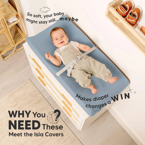 KeaBabies Isla Changing Pad Covers 2 Pack, Soft Stretchy Changing Table Cover, Breathable Nursery Bedding Cover for Baby Diaper Changes, Sage