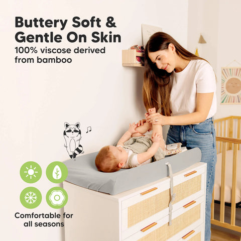 KeaBabies Isla Changing Pad Covers 2 Pack, Soft Stretchy Changing Table Cover, Breathable Nursery Bedding Cover for Baby Diaper Changes, Sage