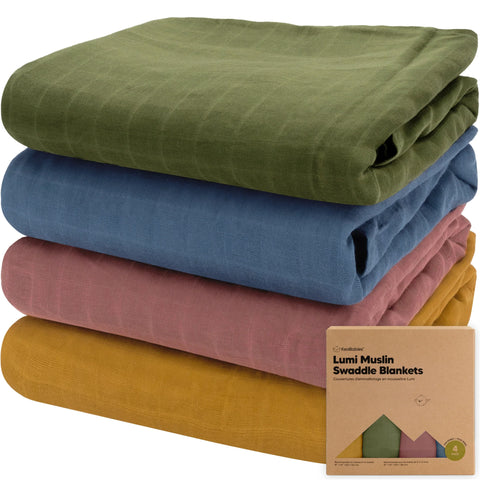 KeaBabies Lumi Muslin Swaddle Blankets, Soft Breathable Baby Receiving Blanket, Lightweight Newborn Swaddle Wrap, Corals