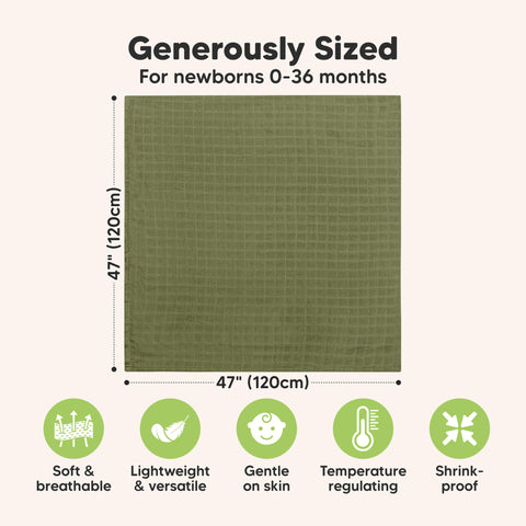 KeaBabies Lumi Muslin Swaddle Blankets, Soft Breathable Baby Receiving Blanket, Lightweight Newborn Swaddle Wrap, Corals