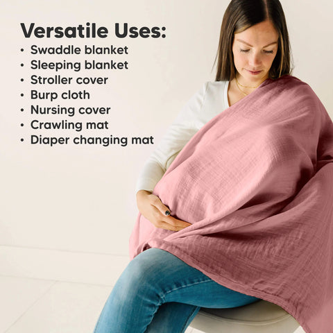 KeaBabies Lumi Muslin Swaddle Blankets, Soft Breathable Baby Receiving Blanket, Lightweight Newborn Swaddle Wrap, Corals