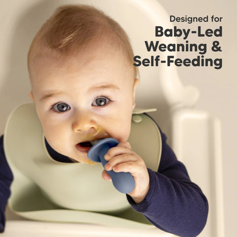 KeaBabies Lil’ Prep Baby Fork & Spoon Set, 2-Sets, Soft Handle, Easy Grip, Safe BPA Free, Mellow
