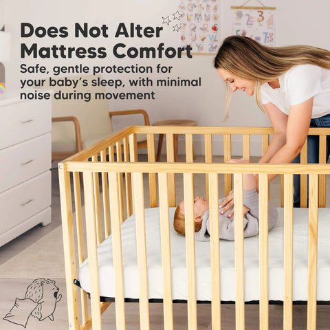 KeaBabies Mavy Protect+ Waterproof Crib Mattress Protector 2 Pack, Breathable Noiseless Mattress Pad Cover, Soft Baby Bed Protector, Soft White