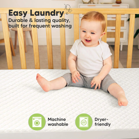 KeaBabies Mavy Protect+ Waterproof Crib Mattress Protector 2 Pack, Breathable Noiseless Mattress Pad Cover, Soft Baby Bed Protector, Soft White