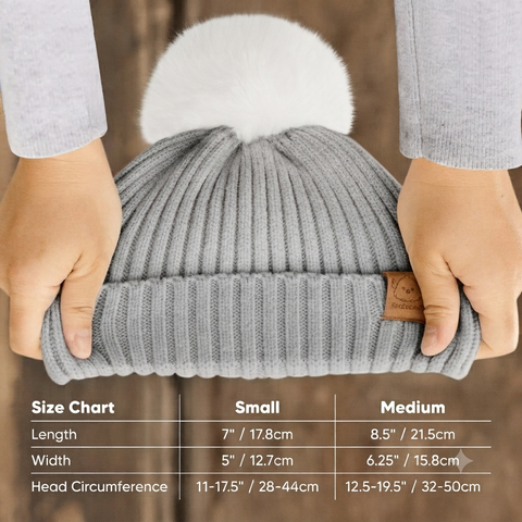 KeaBabies 2-Pack Pom Knitted Beanie, Soft Warm Baby Winter Hat for Newborns & Infants, Stretchy Knit Beanie with Pom Pom Design, Cloud