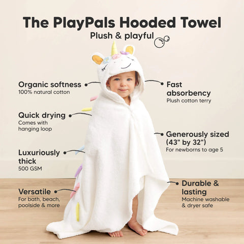KeaBabies PlayPals Hooded Towel, Soft Absorbent Infant Bath Towel with Hood, Gentle on Sensitive Skin, Ella