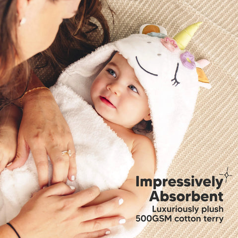 KeaBabies PlayPals Hooded Towel, Soft Absorbent Infant Bath Towel with Hood, Gentle on Sensitive Skin, Ella