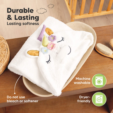 KeaBabies PlayPals Hooded Towel, Soft Absorbent Infant Bath Towel with Hood, Gentle on Sensitive Skin, Ella