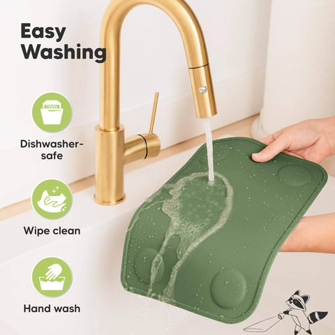 KeaBabies Prep Silicone Baby Placemats, 2-Pack, Non-Slip, Easy Clean, Durable, Food Catcher, Sage