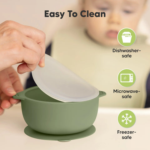 KeaBabies Silicone Suction Baby Bowls, 2-Pack, Strong Suction Base, BPA Free Toddler Feeding Bowls, Baby Led Weaning Essentials, Pastel Sky