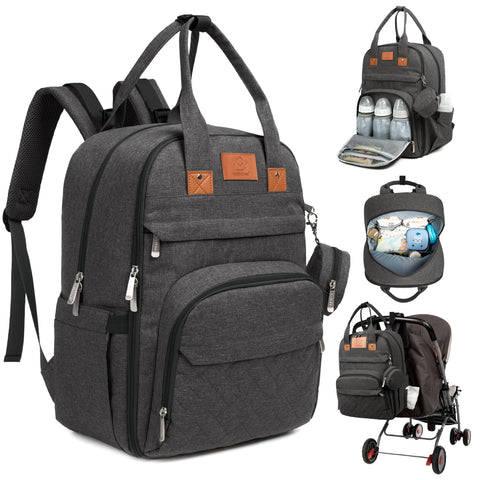 KeaBabies Rove Diaper Bag, Charcoal, Spacious & Organized Baby Bag, Multi-Functional, Durable, Waterproof, Ideal for Moms & Dads