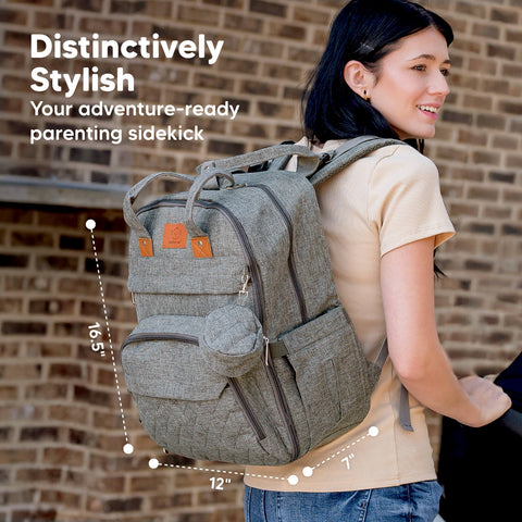 KeaBabies Rove Diaper Bag, Charcoal, Spacious & Organized Baby Bag, Multi-Functional, Durable, Waterproof, Ideal for Moms & Dads