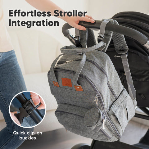KeaBabies Rove Diaper Bag, Charcoal, Spacious & Organized Baby Bag, Multi-Functional, Durable, Waterproof, Ideal for Moms & Dads
