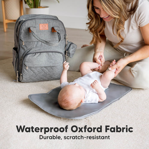 KeaBabies Rove Diaper Bag, Charcoal, Spacious & Organized Baby Bag, Multi-Functional, Durable, Waterproof, Ideal for Moms & Dads