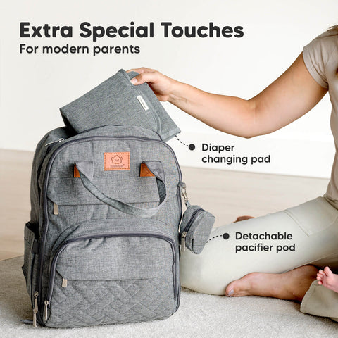 KeaBabies Rove Diaper Bag, Charcoal, Spacious & Organized Baby Bag, Multi-Functional, Durable, Waterproof, Ideal for Moms & Dads