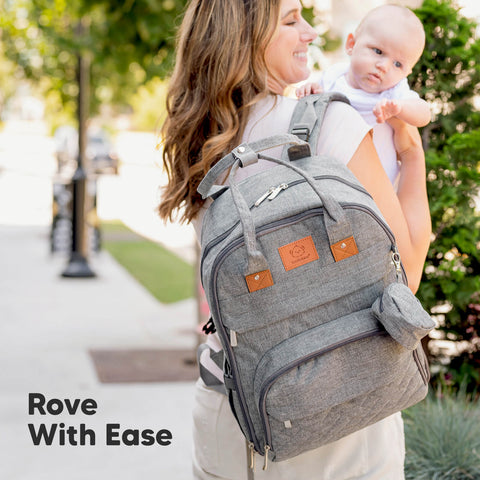 KeaBabies Rove Diaper Bag, Charcoal, Spacious & Organized Baby Bag, Multi-Functional, Durable, Waterproof, Ideal for Moms & Dads