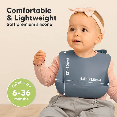 KeaBabies Prep Silicone Baby Bibs, 2-Pack, Adjustable, BPA Free, Easy Clean, Soft Comfortable Fit, Amethyst