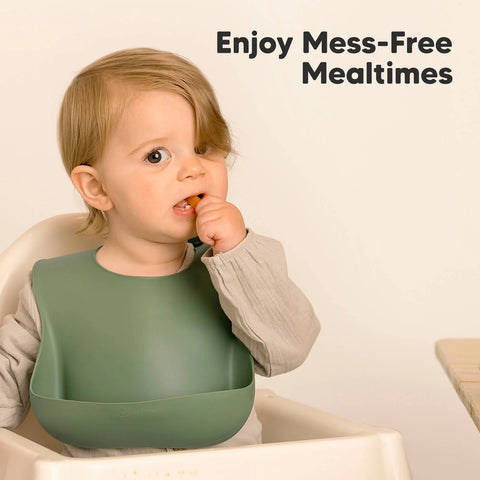 KeaBabies Prep Silicone Baby Bibs, 2-Pack, Adjustable, BPA Free, Easy Clean, Soft Comfortable Fit, Amethyst