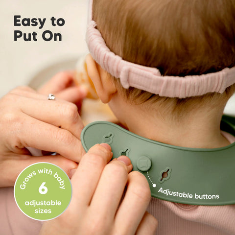 KeaBabies Prep Silicone Baby Bibs, 2-Pack, Adjustable, BPA Free, Easy Clean, Soft Comfortable Fit, Pastel Sky