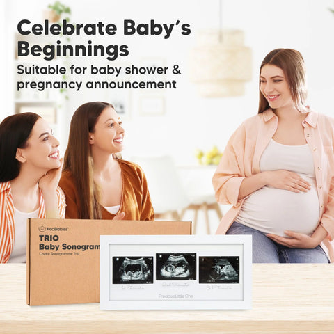 KeaBabies Trio Baby Sonogram Frame, Petal Pink, Display 3 Ultrasound Photos, Baby Keepsake Frame, Nursery Decor, Pregnancy Memory Gift for Expecting Parents