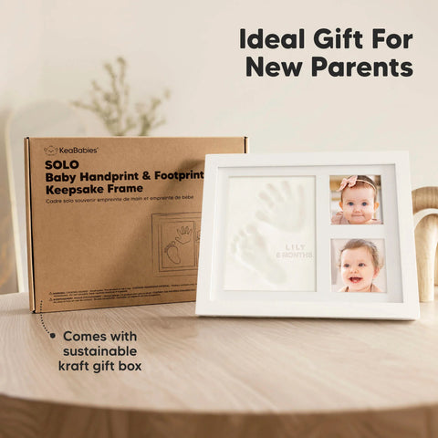 KeaBabies Baby Handprint & Footprint Keepsake Duo Frame, Ash Wood, Capture Precious Memories, Safe Inkless Kit, Nursery Display, Personalized Baby Gift