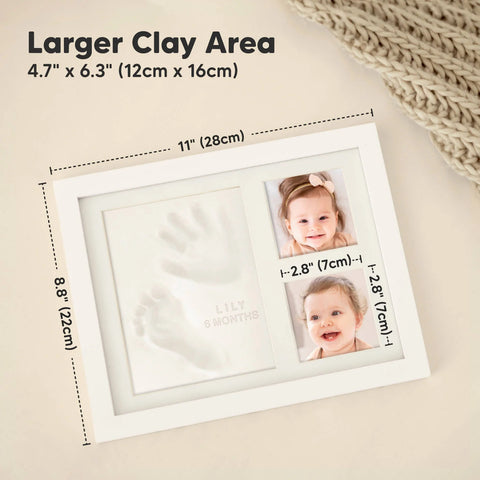 KeaBabies Baby Handprint & Footprint Keepsake Duo Frame, Ash Wood, Capture Precious Memories, Safe Inkless Kit, Nursery Display, Personalized Baby Gift