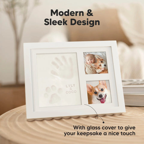 KeaBabies Baby Handprint & Footprint Keepsake Duo Frame, Ash Wood, Capture Precious Memories, Safe Inkless Kit, Nursery Display, Personalized Baby Gift