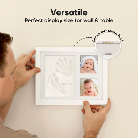 KeaBabies Baby Handprint & Footprint Keepsake Duo Frame, Ash Wood, Capture Precious Memories, Safe Inkless Kit, Nursery Display, Personalized Baby Gift