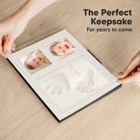 KeaBabies Baby Handprint & Footprint Keepsake Duo Frame, Ash Wood, Capture Precious Memories, Safe Inkless Kit, Nursery Display, Personalized Baby Gift