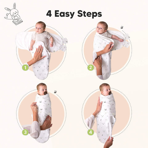 KeaBabies Soothe Swaddle Wraps with Knot Hats, 3-Pack Bunnies, Soft Breathable Baby Swaddle Blanket Set with Hat, Adjustable Newborn Wrap, Infant Sleep Essentials