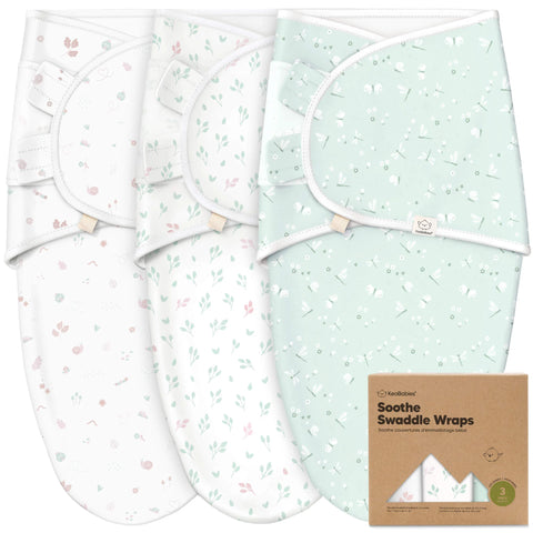 KeaBabies Soothe Swaddle Wraps, 3-Pack Garden, Soft Breathable Baby Swaddle Blanket Set, Adjustable Newborn Wrap, Secure Infant Sleep Essentials