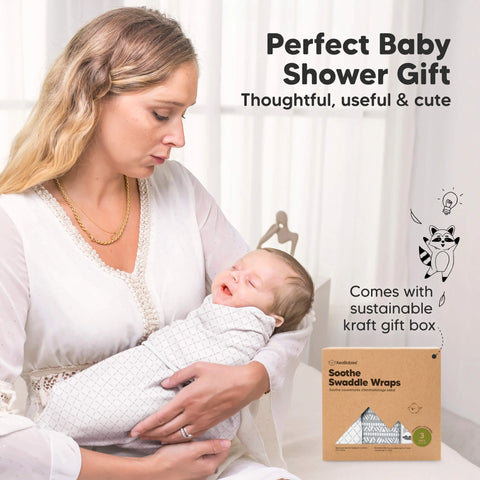 KeaBabies Soothe Swaddle Wraps, 3-Pack Nordic, Large Size, Soft Breathable Baby Swaddle Blanket Set, Adjustable Infant Wrap, Secure Newborn Sleep Essentials