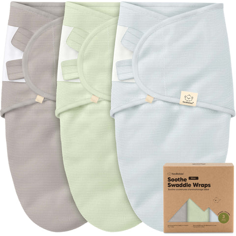 KeaBabies Soothe Swaddle Wraps 3 Pack, Adjustable Baby Swaddle Blankets, Soft Breathable Infant Sleep Sack Swaddles for Newborns, Ripple
