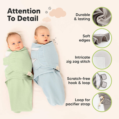 KeaBabies Soothe Swaddle Wraps 3 Pack, Adjustable Baby Swaddle Blankets, Soft Breathable Infant Sleep Sack Swaddles for Newborns, Ripple