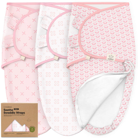 KeaBabies Soothe Zippy Swaddle Wrap, 3-Pack Blossom, Easy Zip Baby Swaddle Blanket, Soft Breathable Newborn Wrap, Secure Infant Sleep Essentials