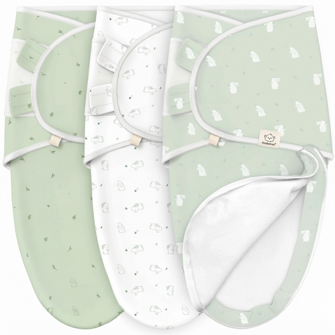 KeaBabies Soothe Zippy Swaddle Wrap, 3-Pack, Bunnies, Baby Swaddle Blanket with Zipper, Soft Infant Sleep Wrap, Easy Night Changes