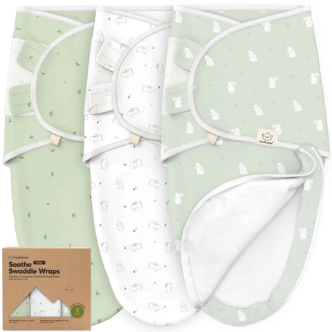 KeaBabies Soothe Zippy Swaddle Wrap, 3-Pack, Bunnies, Baby Swaddle Blanket with Zipper, Soft Infant Sleep Wrap, Easy Night Changes