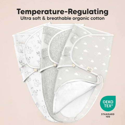 KeaBabies Soothe Zippy Swaddle Wrap, 3-Pack, Bunnies, Baby Swaddle Blanket with Zipper, Soft Infant Sleep Wrap, Easy Night Changes