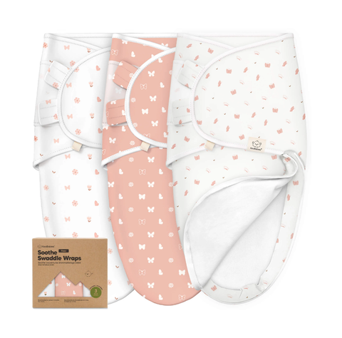 KeaBabies Soothe Zippy Swaddle Wrap, 3-Pack, Butterflies, Zipper Swaddle Blanket, Breathable Baby Sleep Wrap, Newborn Essentials