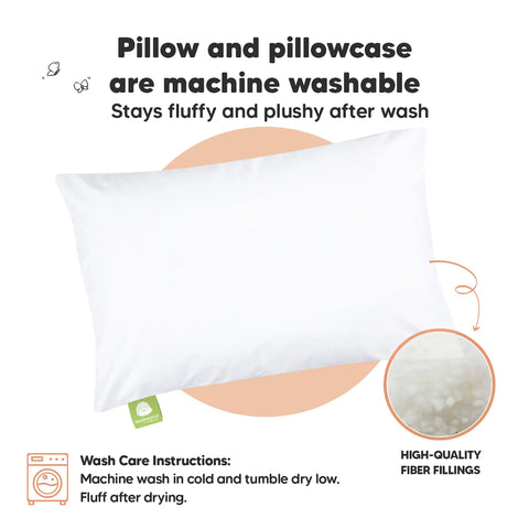 KeaBabies Toddler Pillow with Pillowcase, Kids Travel Bed Pillow, Breathable Microfiber Filled Sleeping Pillow for Toddlers, Preschool Nap Pillow, Clay