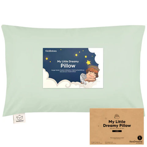 KeaBabies Jumbo Toddler Pillow with Pillowcase, Kids Travel Bed Pillow, Breathable Microfiber Filled Sleeping Pillow for Toddlers, Preschool Nap Pillow, Sage