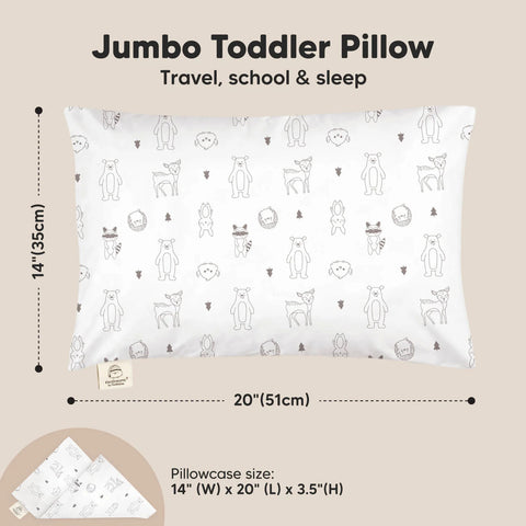 KeaBabies Jumbo Toddler Pillow with Pillowcase, Kids Travel Bed Pillow, Breathable Microfiber Filled Sleeping Pillow for Toddlers, Preschool Nap Pillow, Sage