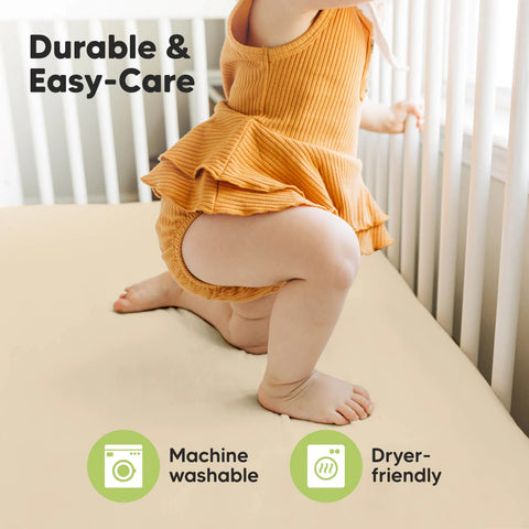 KeaBabies Isla Waterproof Crib Sheets, 2-Pack, Bumble Bear, Protect+ Layer, Soft Breathable Baby Mattress Cover, Leakproof Fitted Sheet
