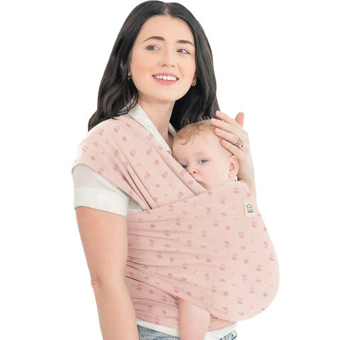 KeaBabies Original Wrap Baby Carrier, Pink Daisies, Ergonomic, Adjustable, Breathable, Hands-Free Baby Carrier, Newborn to Toddler Comfort
