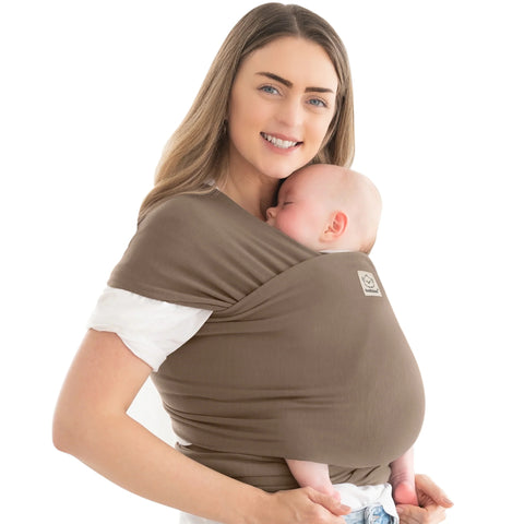 KeaBabies Original Wrap Baby Carrier, Saddle Brown, Ergonomic, Adjustable, Breathable, Hands-Free Baby Carrier, Newborn to Toddler Comfort