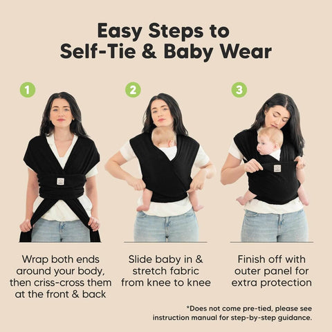 KeaBabies Original Wrap Baby Carrier, Saddle Brown, Ergonomic, Adjustable, Breathable, Hands-Free Baby Carrier, Newborn to Toddler Comfort