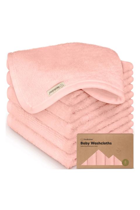 KeaBabies Deluxe Baby Washcloths, Soft Absorbent Cotton Wash Cloths for Newborns and Infants, Gentle on Sensitive Skin, Blush Pink