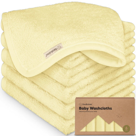 KeaBabies Deluxe Baby Washcloths, Soft Absorbent Cotton Wash Cloths for Newborns and Infants, Gentle on Sensitive Skin, Sunshine