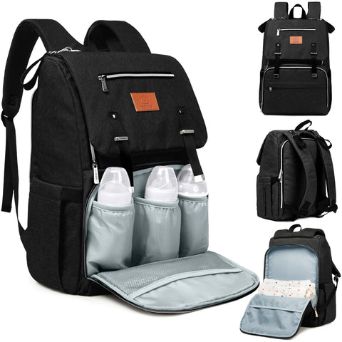 KeaBabies Explorer Diaper Bag, Classic Gray, Spacious, Durable, Multi-Pocket Baby Bag, Comfortable Straps, Ideal for Moms & Dads